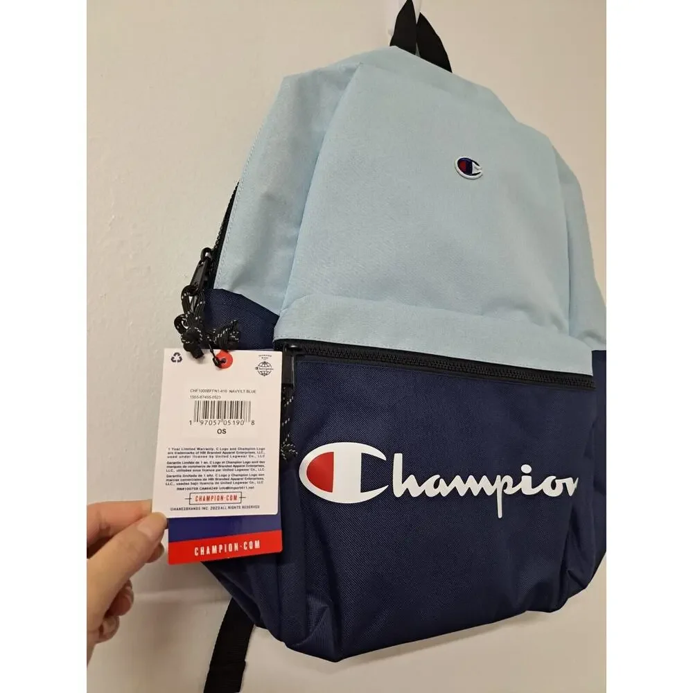 Champion Manuscript Backpack /Book Bag ￼Light and Dark‎ Blue
